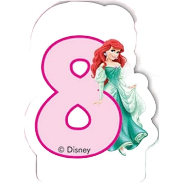 The Little Mermaid Ariel 8th Birthday Candle White/Green/Pink One Size