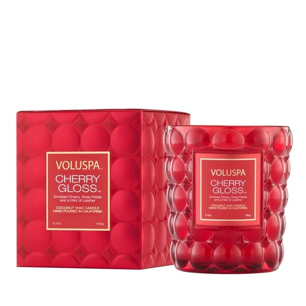 Voluspa Boxed Textured Glass Candle Cherry Gloss 184g