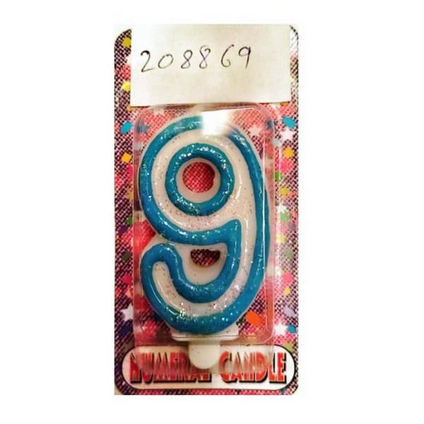 Deluxe Number 9th Birthday Candle Blue One Size
