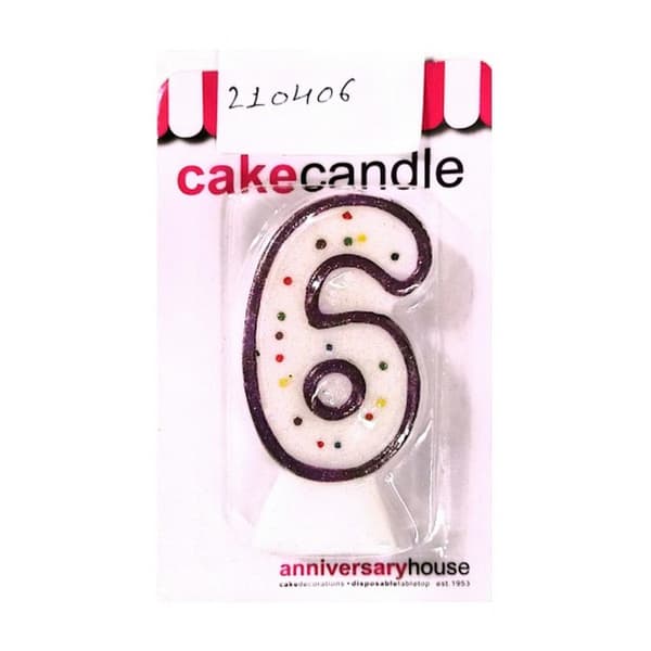 Anniversary House Polka Dot 6th Birthday Candle (Pack of 6) White/Multicoloured One Size