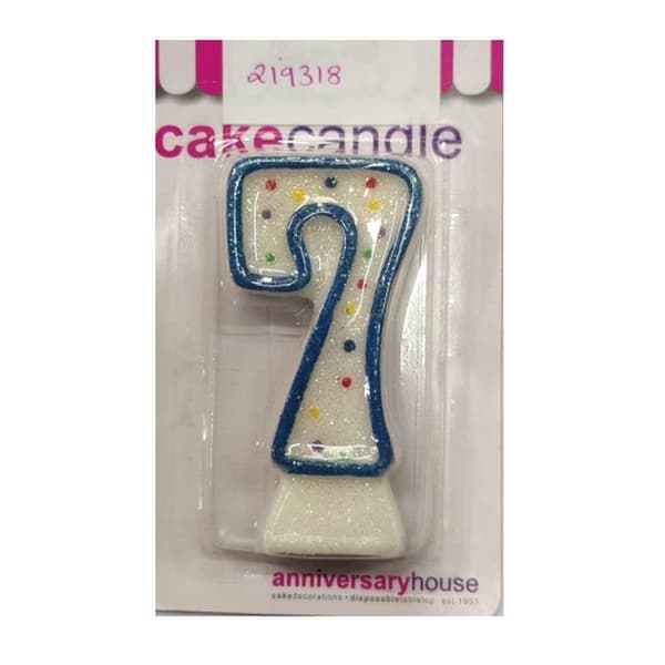 Anniversary House Polka Dot 7th Birthday Candle Blue One Size