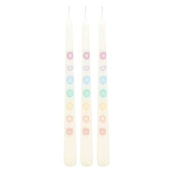 Something Different Chakra Balancing Taper Candle (Pack of 3) White/Multicoloured One Size
