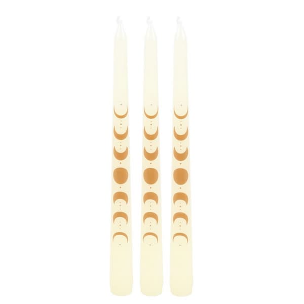 Something Different Moon Phases Taper Candle (Pack of 3) Off White One Size