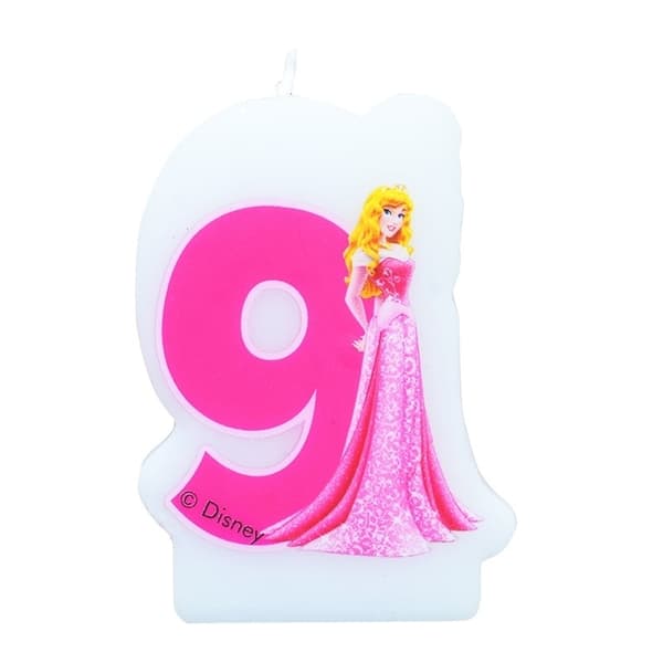 Sleeping Beauty Aurora 9th Birthday Candle White/Pink One Size