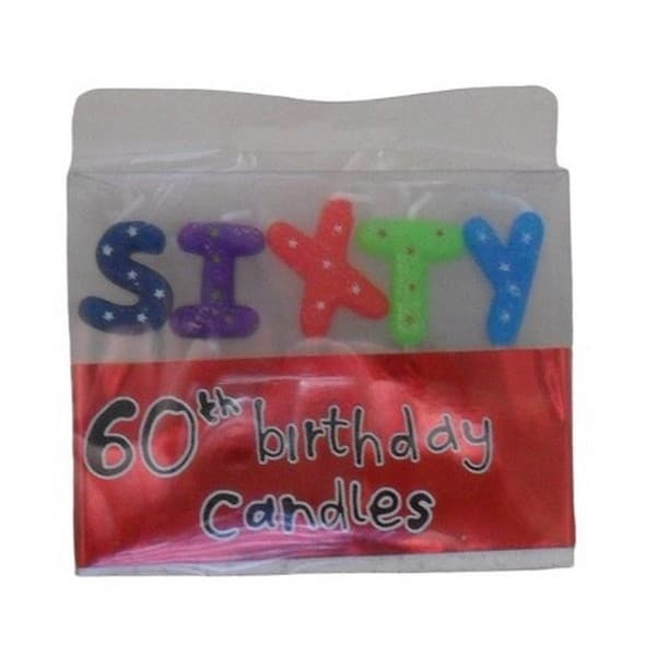 60th Birthday Pick Candles Multicoloured One Size