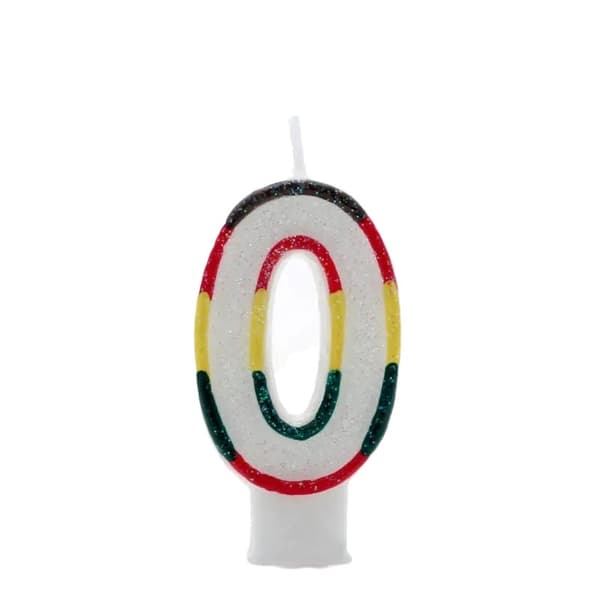 Kaleidoscope Number 0 Glitter Double-Sided Birthday Candle Multicoloured One Size