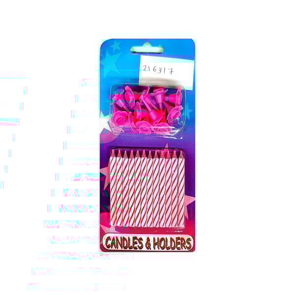 Contrast Striped Candles (Pack of 12)