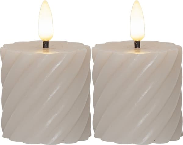 LED BLOCKLJUS FLAMME  SWIRL 2-Pack Beige