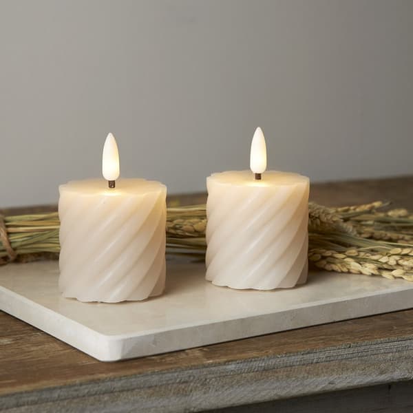 LED BLOCKLJUS FLAMME  SWIRL 2-Pack Beige