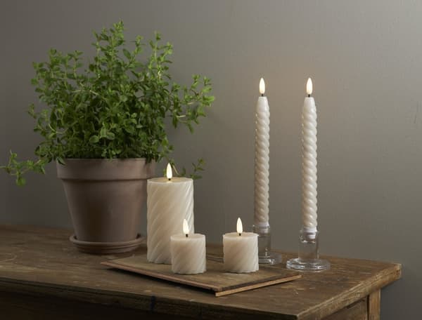LED BLOCKLJUS FLAMME  SWIRL 2-Pack Beige