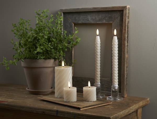 LED BLOCKLJUS FLAMME  SWIRL 2-Pack Beige