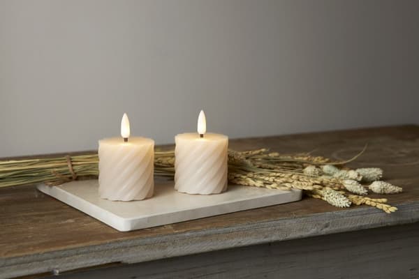 LED BLOCKLJUS FLAMME  SWIRL 2-Pack Beige