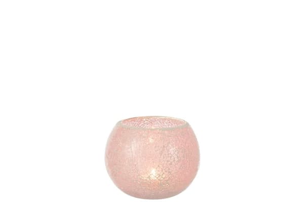 Mosaik rund glas til lys i smuk rosa - Nedsat fra 149,-