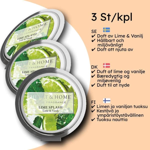 Doftvax Sojavax Lime Vanilj 3-pack - Doftande Sojavaxkuber för Läcker Arom och Vällukt Avkopplande och Tröstande Stämning Naturligt Sojavax