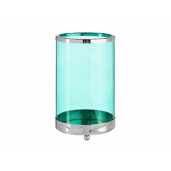 Ljusstakar Silvrig Blå Cylinder 12,2 x 19,5 x 12,2 cm Metall Glas