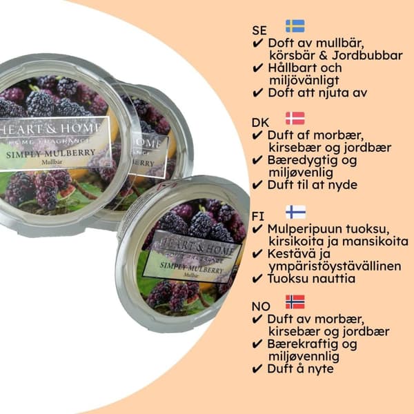 Doftvax Sojavax Naturligt Vax Mullbär - Sojavax Doftvax Aroma Terapi Rumsdoft, 3-Pack