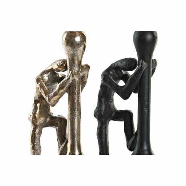 Kandelaber DKD Home Decor 12 x 10 x 27 cm Champagne Svart Aluminium Modern (2 antal)
