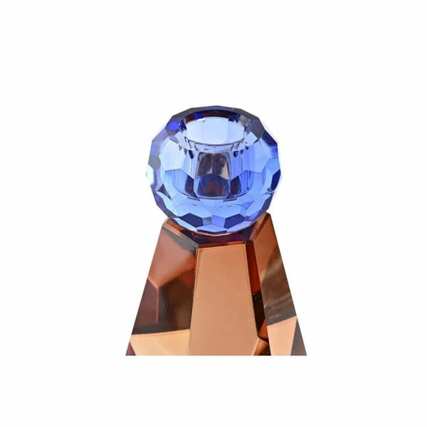 Ljusstakar DKD Home Decor Blå Ambra Dvobarvna Glas 7 x 7 x 12 cm