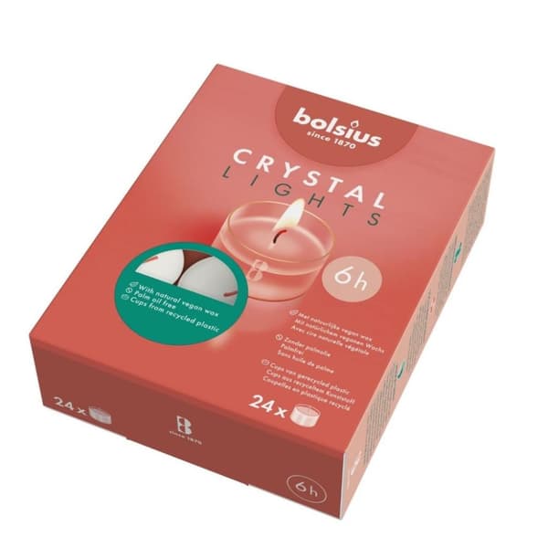Bolsius Clear Cup värmeljus 24 delar