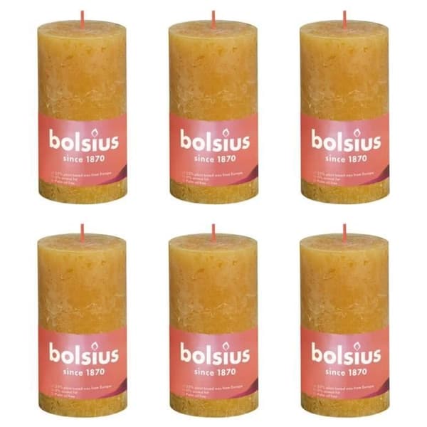Bolsius Rustika pelarljus 6 st 130x68 mm Gul honungskaka