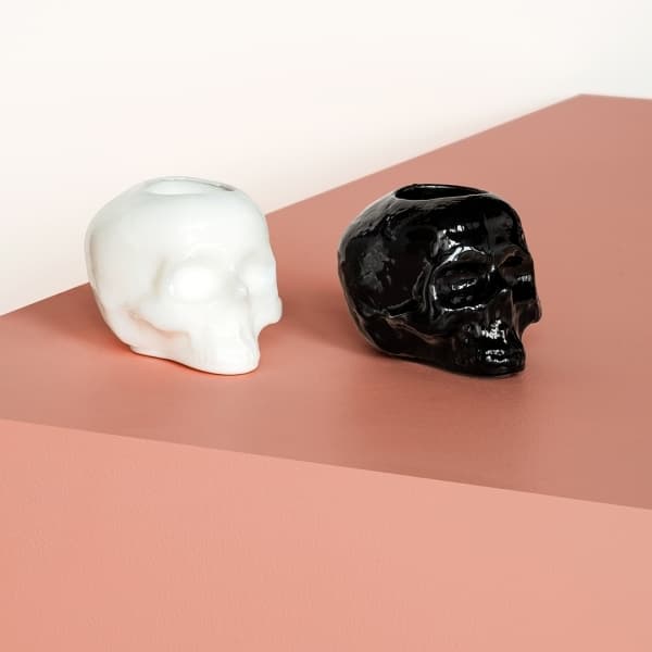 Still Life Skull Votive, White - Kosta Boda