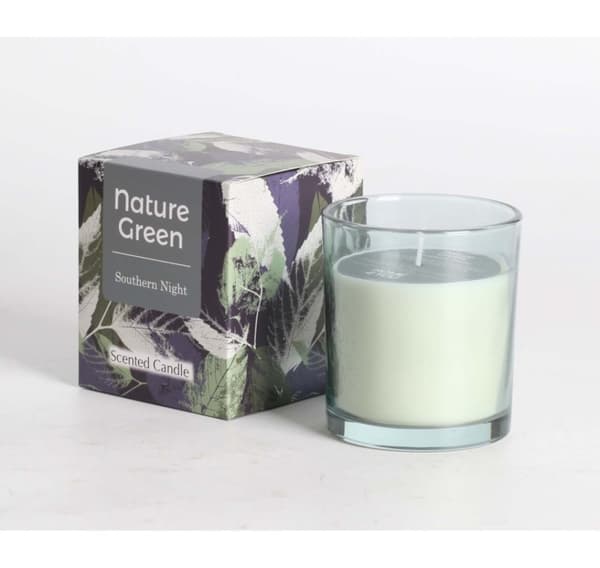 Duftlys i glas NATURE GREEN H9,5cm, Southern Night