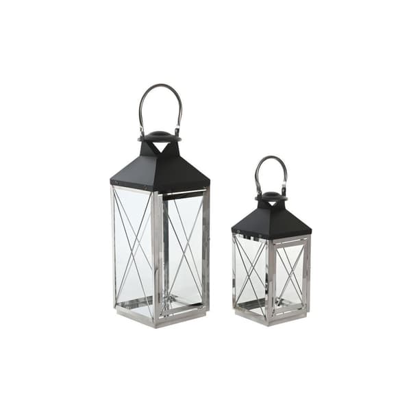 Gatlykta DKD Home Decor Glas Svart Stål 18 x 18 x 43 cm Modern Kromad