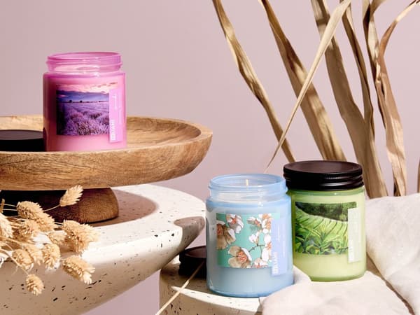 Duftlys 100% sojavoks 3 stk sæt bomuldshjerte blomsterduft hvid te lavendel jasmin