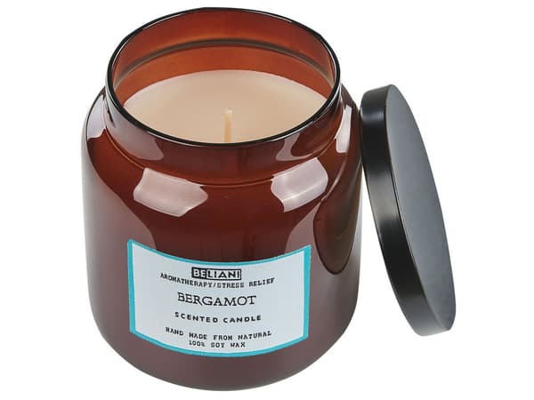 Sæt med 2 duftlys 100% sojavoks bomuldsvæge glas frisk duft bergamot/kokosnød