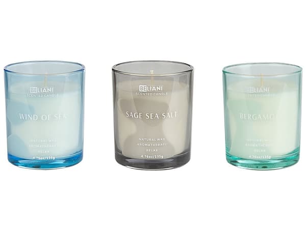 Duftlys Multifarvet Glaslys Sæt af 3 Soya Voks Lys Bomuldsvæge Glas Naturlig Frisk Duft Aroma Bergamot / Havvind / Salvie havsalt