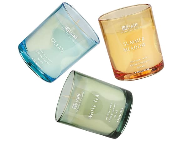 Duftlys Multifarvet Glaslys Sæt af 3 Soya Voks Lys Bomuldsvæge Glas Naturlig Frisk Duft Aroma Hav / Hvid te / Sommer eng