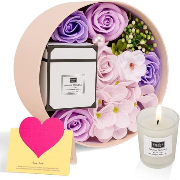 Tvål Blomma Rund Box Aromaterapi Ljus Mors Dag Rose Konstgjord Blomma Personlighet Alla hjärtans dag presentask