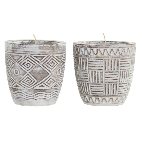 Ljus DKD Home Decor Trä Vax (2 antal)