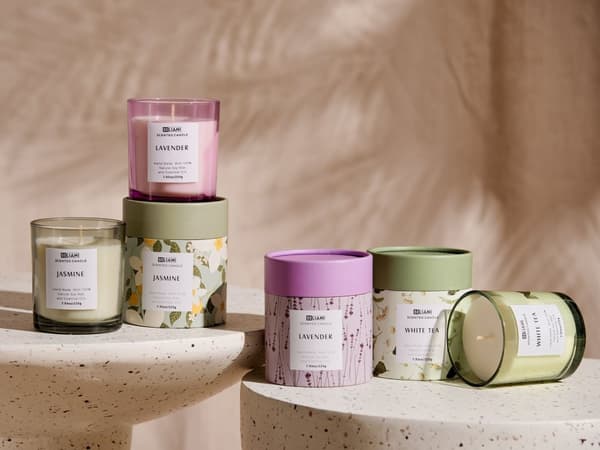 Set med 3 doftljus Flerfärgade 100% sojavax Bomullsveke Glas Blommor Orientaliska Örter Doft Vitt te/Lavendel/Jasmin