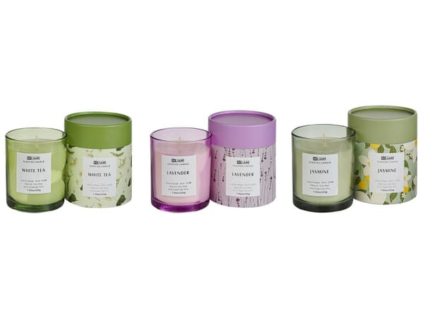 Set med 3 doftljus Flerfärgade 100% sojavax Bomullsveke Glas Blommor Orientaliska Örter Doft Vitt te/Lavendel/Jasmin