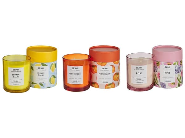 Set med 3 doftljus Flerfärgade 100% sojavax Bomullsveke Glas Blommor Orientaliska Örter Doft Rose/Persimmon/Citronmeliss
