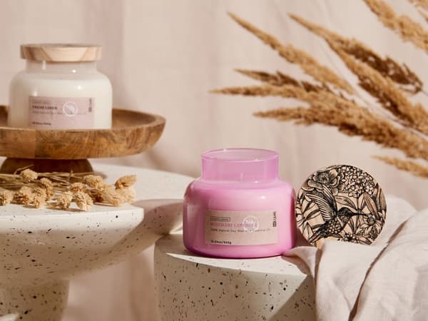 Doftljus 100% Sojavax Bomullsveke Glas Fräsch doft Rosmarin Lavendel