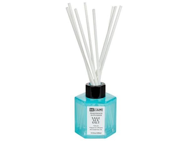 Set med doftljus och doftstav Diffusor Rosa 100% Sojavax Bomullsveke Glas Fruktig Salvia Havssalt