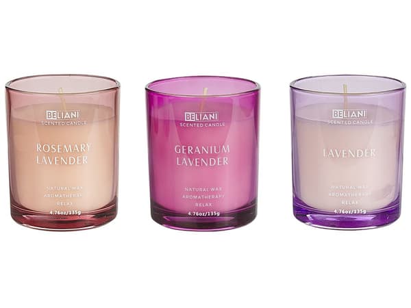 Set med 3 doftljus Flerfärgade 100% sojavax Bomullsveke Glas Naturlig Frisk Doft Lavendel/Rosmarin Lavendel/Geranium Lavendel
