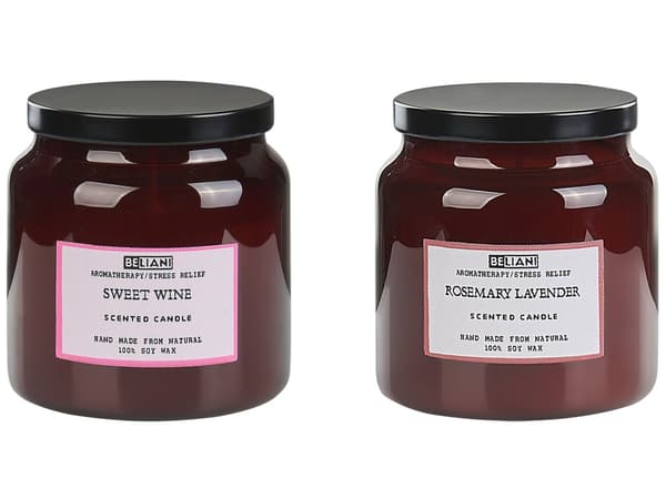 Set med 2 doftljus Flerfärgade 100% sojavax Bomullsveke Glas Mat Fräsch doft Sött vin/Rosmarin Lavendel