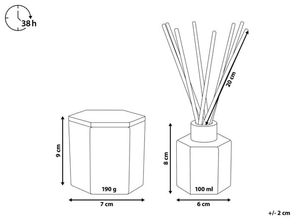 Set med doftljus och doftstav Diffusor Rosa 100% Sojavax Bomullsveke Glas Fruktig Sommaräng