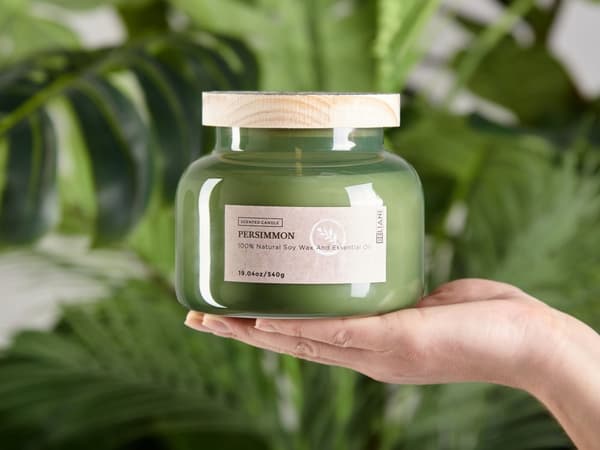 Duftlys Persimon 100% soyavoks Bomullsveke Glass Frisk duft Tilbehør Dekorasjon Stearinlys