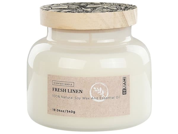 Duftlys Fresh linen 100% soyavoks Bomullsveke Glass Frisk duft Tilbehør Dekorasjon Stearinlys