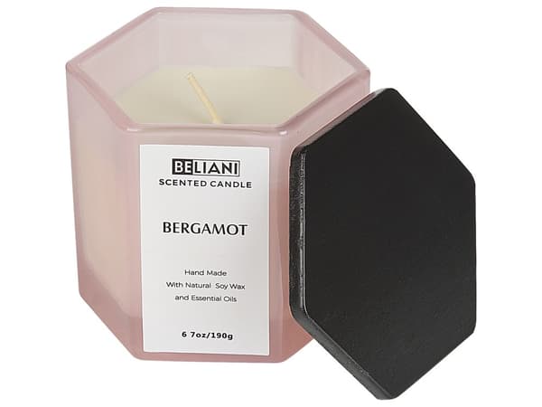 Sett med duftlys og duftpinner Bergamott 100% soyavoks Bomullsveke Glass Frisk duft Stearinlys Dekorasjon