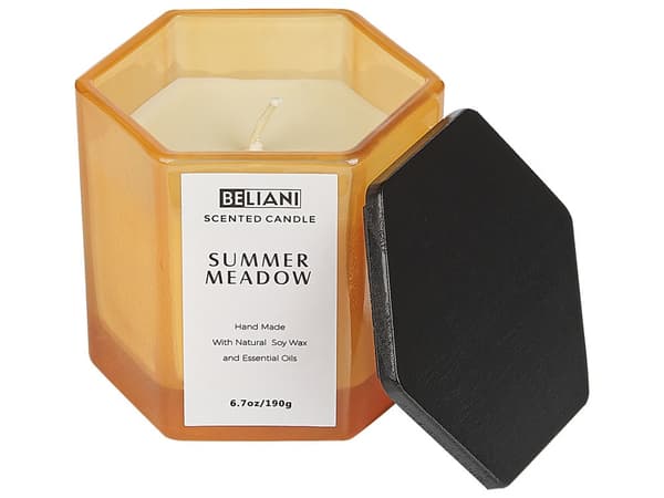 Sett med duftlys og duftpinner Sommereng 100% soyavoks Bomullsveke Glass Frisk duft Stearinlys Dekorasjon