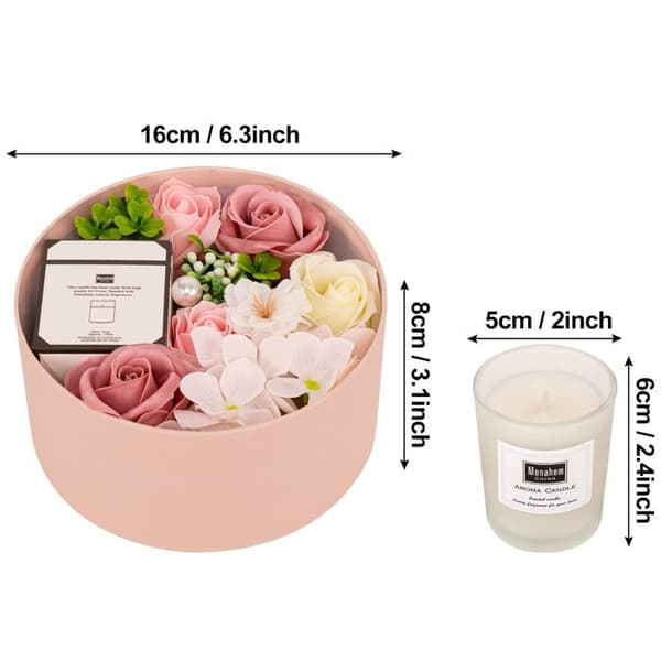 Tvål Blomma Rund Box Aromaterapi Ljus Mors Dag Rose Konstgjord Blomma Personlighet Alla hjärtans dag Presentkartong-rosa