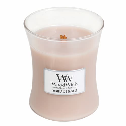 WoodWick Vanilla & Sea Salt scented candle with wooden wick 275 g