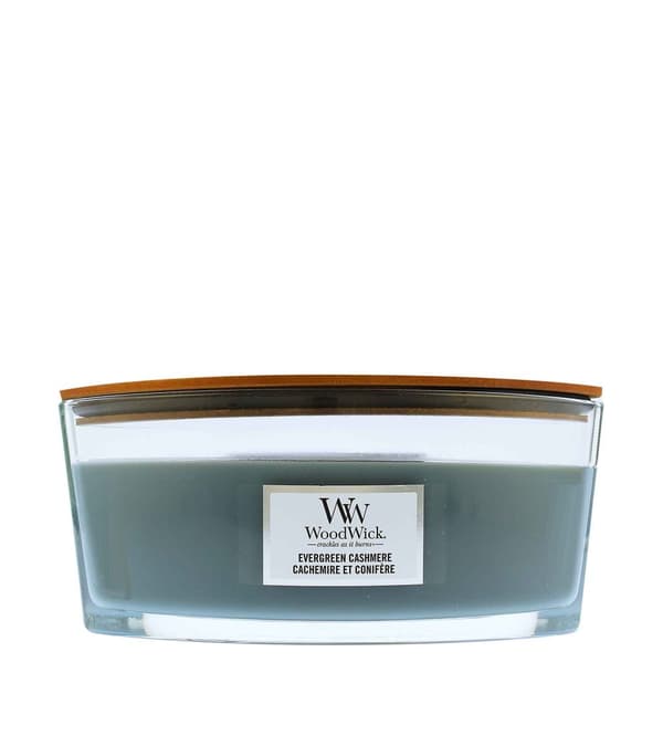 WoodWick Evergreen Cashmere scented candle with wooden wick 453.6 g