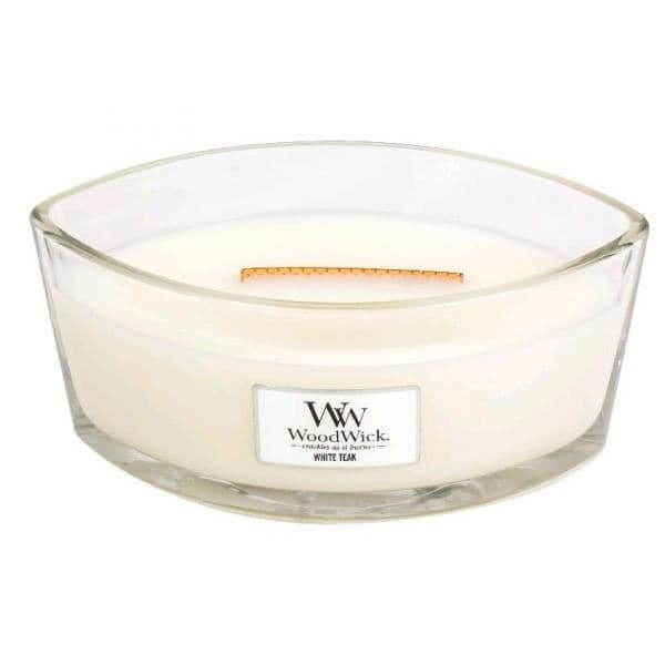 WoodWick White Teak scented candle with wooden wick 453.6 g