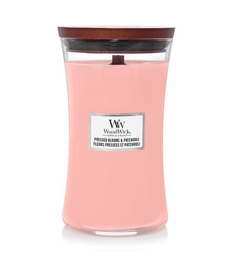 WoodWick Pressed Blooms & Patchouli scented candle with wooden wick 609.5 g